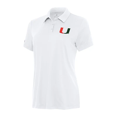 Women's Antigua White Miami Hurricanes Reprocess Polo
