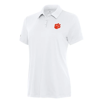 Women's Antigua White Clemson Tigers Reprocess Polo