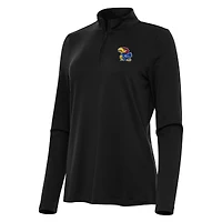 Women's Antigua Black Kansas Jayhawks Reprocess Quarter-Zip Top