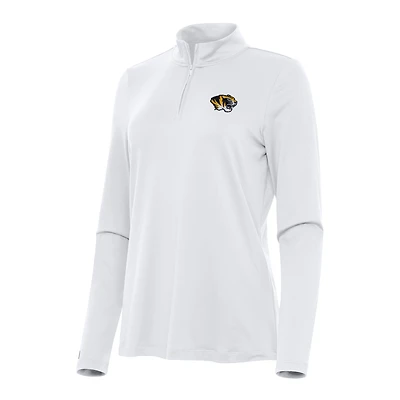 Women's Antigua White Missouri Tigers Reprocess Quarter-Zip Top