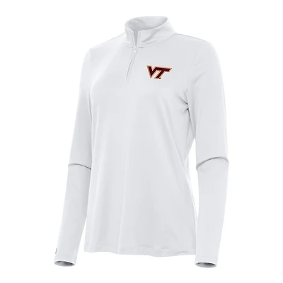 Women's Antigua White Virginia Tech Hokies Reprocess Quarter-Zip Top