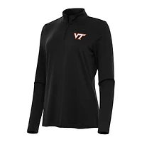 Women's Antigua Black Virginia Tech Hokies Reprocess Quarter-Zip Top