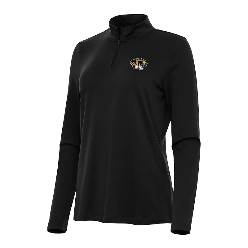 Women's Antigua Black Missouri Tigers Reprocess Quarter-Zip Top