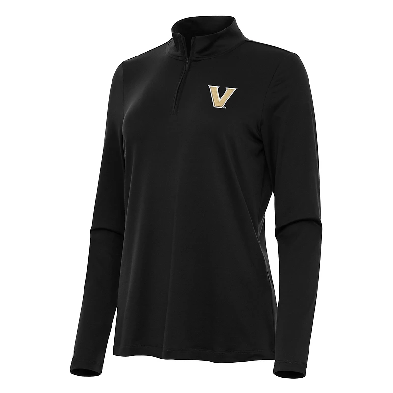 Women's Antigua Black Vanderbilt Commodores Reprocess Quarter-Zip Top