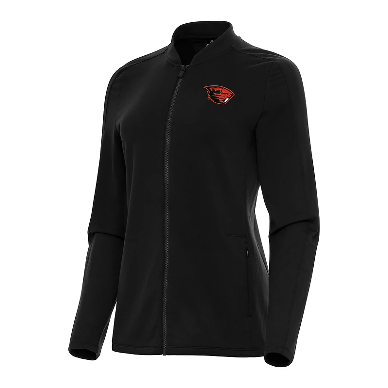 Women's Antigua Black Oregon State Beavers Continual Full-Zip Jacket