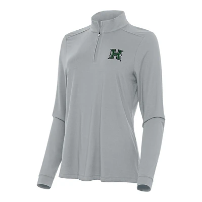 Women's Antigua Gray Hawaii Rainbow Warriors Intent Quarter-Zip Top