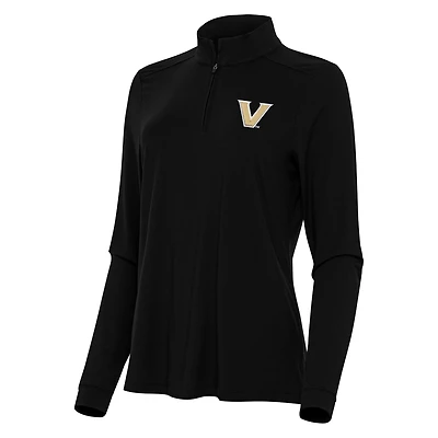 Women's Antigua Black Vanderbilt Commodores Intent Quarter-Zip Top
