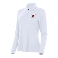 Women's Antigua White Washington State Cougars Intent Quarter-Zip Top