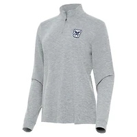 Women's Antigua  Heather Gray Butler Bulldogs Mentor Long Sleeve Quarter-Zip Mock Polo