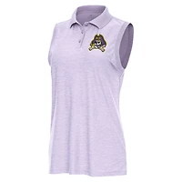 Women's Antigua  Heather Lavender ECU Pirates Recap Sleeveless Polo