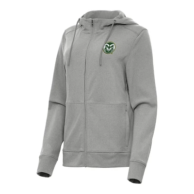 Women's Antigua Heather Gray Colorado State Rams Seeker Full-Zip Hoodie