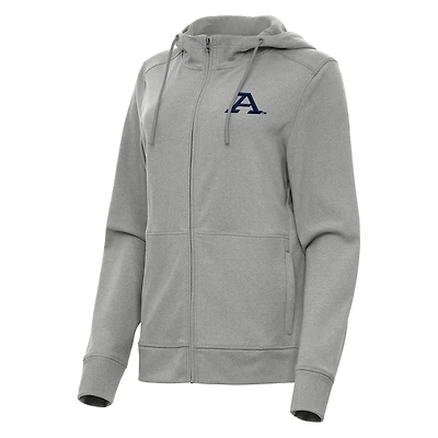 Women's Antigua Heather Gray Akron Zips Seeker Full-Zip Hoodie