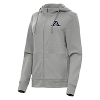 Women's Antigua Heather Gray Akron Zips Seeker Full-Zip Hoodie