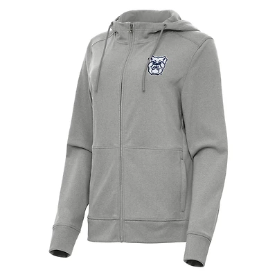 Women's Antigua Heather Gray Butler Bulldogs Seeker Full-Zip Hoodie