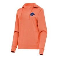 Women's Antigua Heather Orange Boise State Broncos Justice Pullover Hoodie