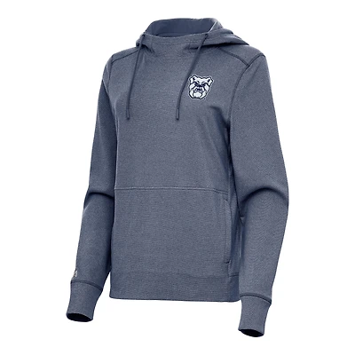 Women's Antigua Heather Navy Butler Bulldogs Justice Pullover Hoodie
