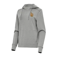 Women's Antigua Heather Gray Cal State Long Beach The Beach Justice Pullover Hoodie