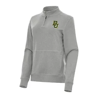 Women's Antigua Heather Gray Baylor Bears Crush Quarter-Zip Fleece Sweatshirt