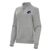 Women's Antigua Heather Boise State Broncos Crush Quarter-Zip Fleece Sweatshirt