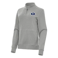 Women's Antigua Heather Gray BYU Cougars Crush Quarter-Zip Fleece Sweatshirt