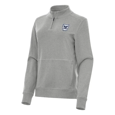 Women's Antigua Heather Gray Butler Bulldogs Crush Quarter-Zip Fleece Sweatshirt