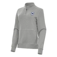 Women's Antigua Heather Gray Butler Bulldogs Crush Quarter-Zip Fleece Sweatshirt