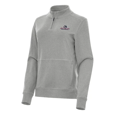 Women's Antigua Heather Gray Gonzaga Bulldogs Crush Quarter-Zip Fleece Sweatshirt