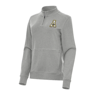 Women's Antigua Heather Gray Appalachian State Mountaineers Crush Quarter-Zip Fleece Sweatshirt