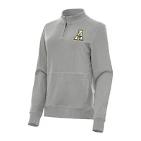 Women's Antigua Heather Gray Appalachian State Mountaineers Crush Quarter-Zip Fleece Sweatshirt