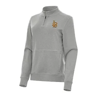 Women's Antigua Heather Gray Cal State Long Beach The Beach Crush Quarter-Zip Fleece Sweatshirt