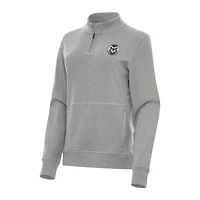 Women's Antigua Heather Gray Colorado State Rams Crush Quarter-Zip Fleece Sweatshirt