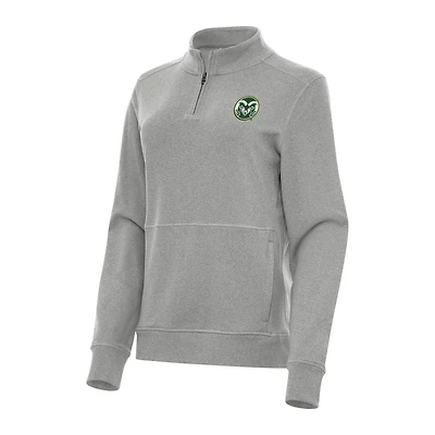 Women's Antigua Heather Gray Colorado State Rams Crush Quarter-Zip Fleece Sweatshirt
