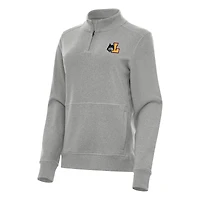Women's Antigua Heather Gray Loyola Chicago Ramblers Crush Quarter-Zip Fleece Sweatshirt