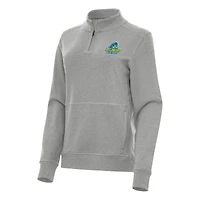 Women's Antigua Heather Gray Delaware Fightin' Blue Hens Crush Quarter-Zip Fleece Sweatshirt