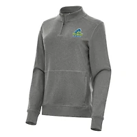 Women's Antigua Heather Charcoal Delaware Fightin' Blue Hens Crush Quarter-Zip Fleece Sweatshirt