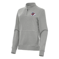 Women's Antigua Heather Fresno State Bulldogs Crush Quarter-Zip Fleece Sweatshirt