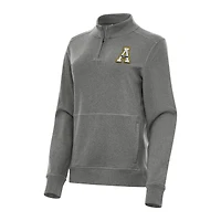 Women's Antigua Heather Charcoal Appalachian State Mountaineers Crush Quarter-Zip Fleece Sweatshirt