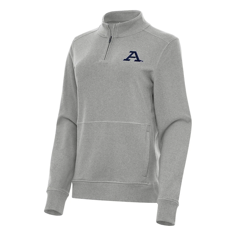 Women's Antigua Heather Gray Akron Zips Crush Quarter-Zip Fleece Sweatshirt