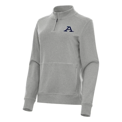 Women's Antigua Heather Gray Akron Zips Crush Quarter-Zip Fleece Sweatshirt