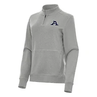 Women's Antigua Heather Gray Akron Zips Crush Quarter-Zip Fleece Sweatshirt