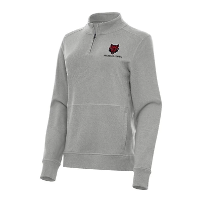 Women's Antigua Heather Gray Arkansas State Red Wolves Crush Quarter-Zip Fleece Sweatshirt