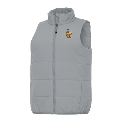 Women's Antigua Gray Cal State Long Beach The Beach Experience Full-Zip Vest