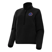 Women's Antigua Black Boise State Broncos Figure Half-Zip Pullover Sweatshirt