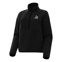 Women's Antigua Black James Madison Dukes Figure Half-Zip Pullover Sweatshirt