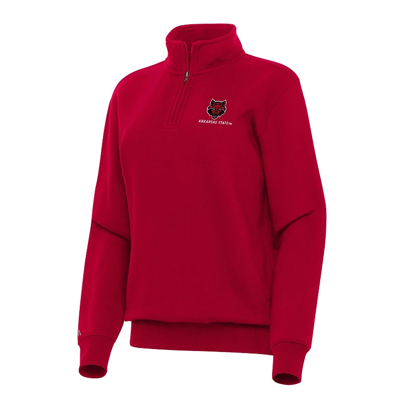 Women's Antigua Scarlet Arkansas State Red Wolves Victory Quarter-Zip Sweatshirt