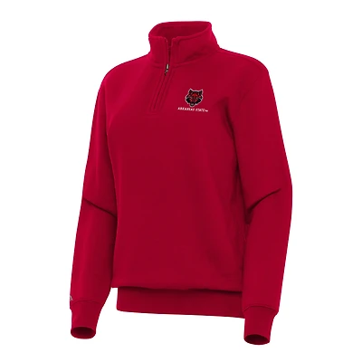 Women's Antigua Scarlet Arkansas State Red Wolves Victory Quarter-Zip Sweatshirt