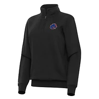 Women's Antigua Black Boise State Broncos Victory Quarter-Zip Sweatshirt