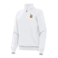 Women's Antigua White Cal State Long Beach The Beach Victory Quarter-Zip Sweatshirt