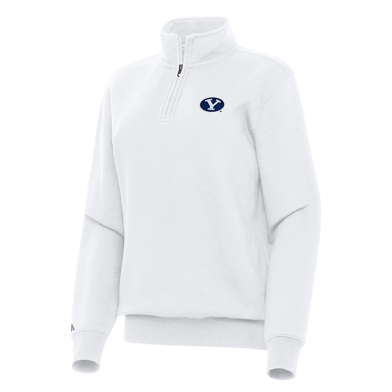 Women's Antigua White BYU Cougars Victory Quarter-Zip Sweatshirt