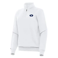 Women's Antigua White BYU Cougars Victory Quarter-Zip Sweatshirt